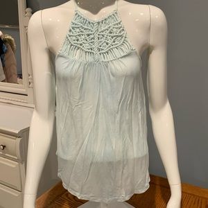 EUC AMERICAN EAGLE SOFT & SEXY CROCHET NECK HALTER STYLE TANK TOP • SIZE XS